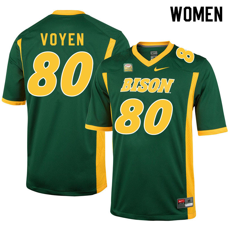 Women #80 Andy Voyen North Dakota State Bison College Football Jerseys Sale-Green